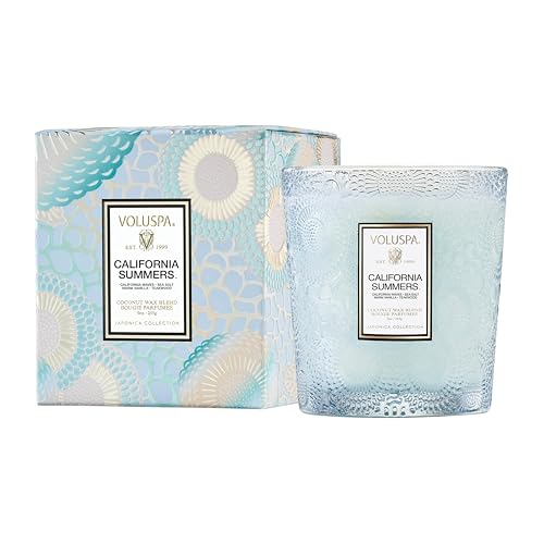 Voluspa California Summers Candle Jar 9 oz Coconut Wax Blend Classic Scented Candles for Home 60 Hour Burn Time Poured in The USA