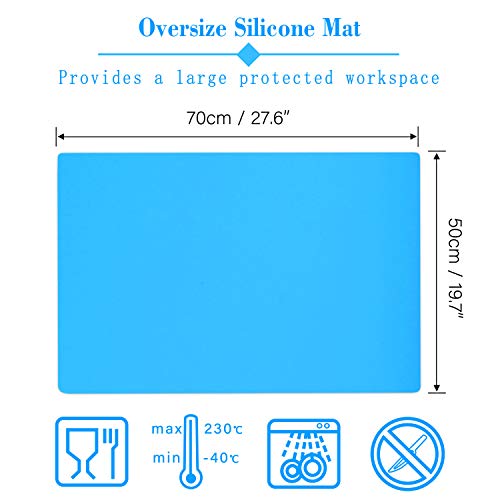 27.6 x 19.7 inches Oversize Silicone Mats, Gartful Nonstick Silicone Craft Sheets for Resin Molds, Multipurpose Countertop Mats for Epoxy Resin, Glitter Slime, Paint, Blue - Thumbnail 4