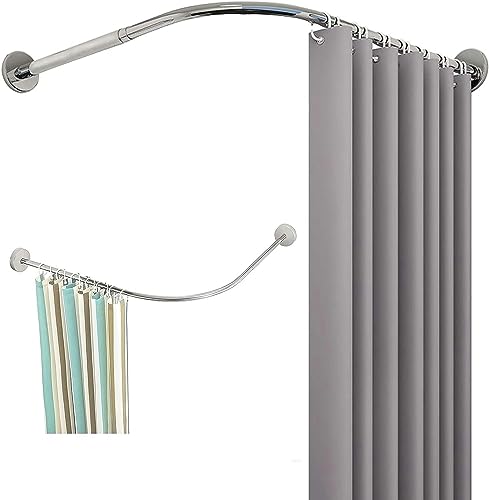 Générique Barre de Douche incurvée réglable sans perçage en Acier Inoxydable, Design incurvé pour Une Installation Facile, idéale pour Baignoire, (Couleur, 90 à 130 cm × 90 à 130 cm)