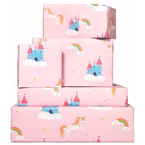 6 hojas de papel de regalo - Unicornios y castillos - De Central 23 Cover