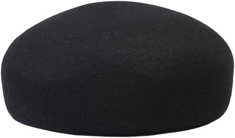 Women's Autumn Winter Wool Felt Pillbox Hat Deep-Brim Beret