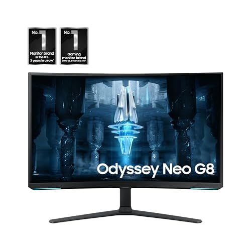 Image of Samsung 32 inch Odyssey Neo G8 (G85NB) 4K UHD 240Hz 1ms G-Sync 1000R Curved Gaming Monitor, Quantum HDR2000, AMD FreeSync Premium Pro, Matte Display, DisplayPort, Black & White, LS32BG852NNXGO