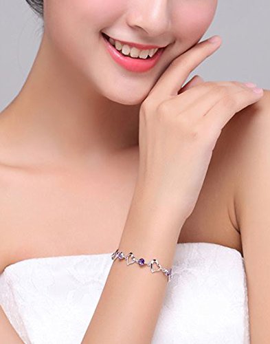 Karatcart Platinum Plated Purple Crystal Bracelet for Women - Image 3