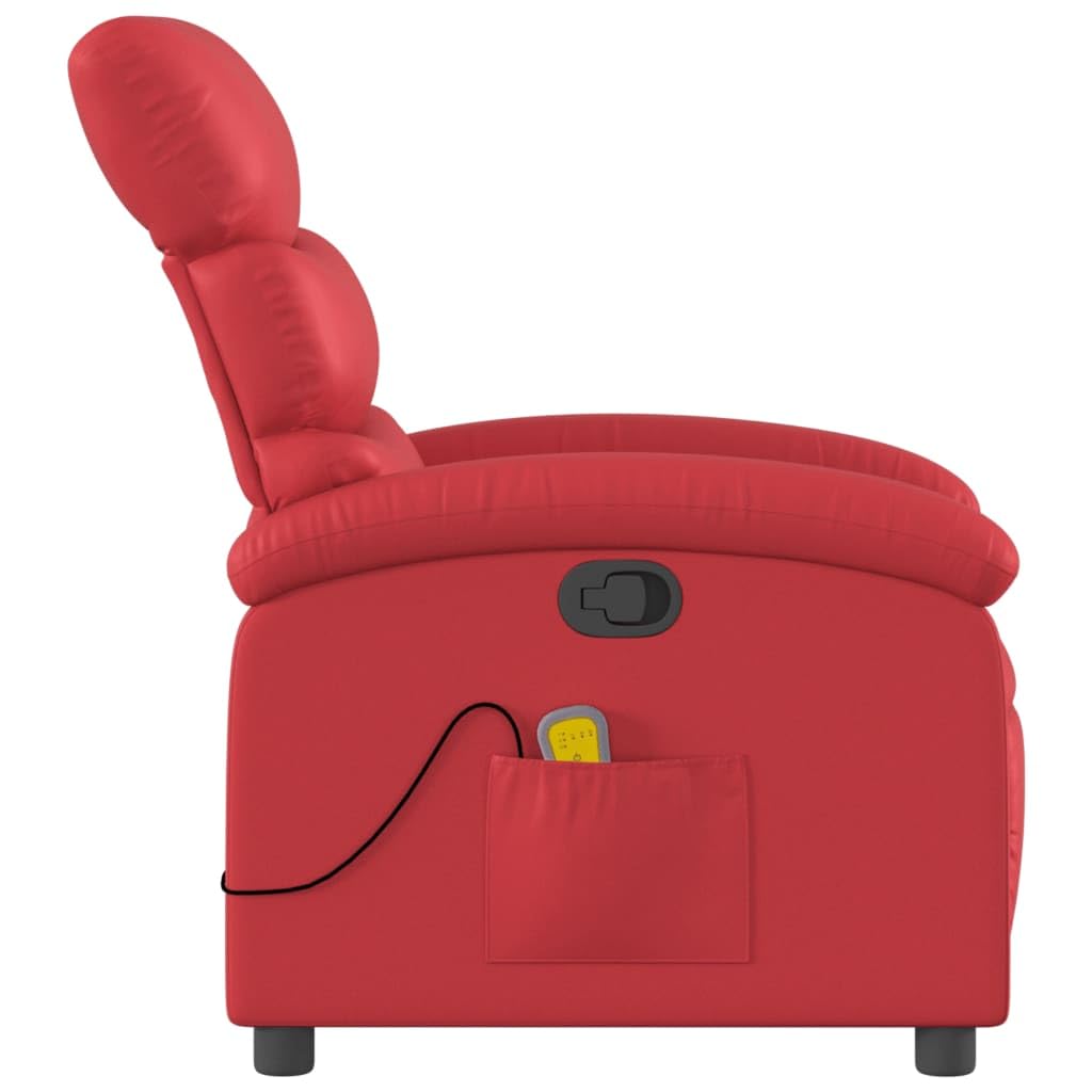 Poltrona massaggiante rossa in ecopelle con massaggio a 6 punti, funzione di riposo manuale, comoda poltrona relax per soggiorno, camera da letto, ufficio, portata massima 110 kg