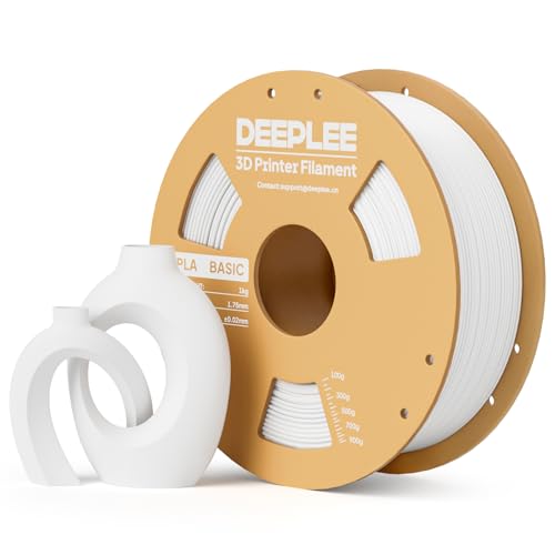 DEEPLEE Basic PLA Filament 1.75mm Stärkere Zähigkeit 3D Drucker Filament Weiß 1KG