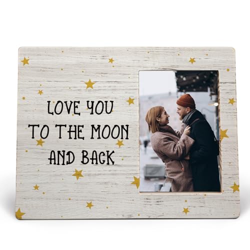 MAQIKA Love You to the Moon and Back Wood Photo Frame for 4x6 Photos, Love Picture Frame, Baby Photo Picture Frame, Couples Picture Frame, Mothers Day Love Gifts for Women her Kids