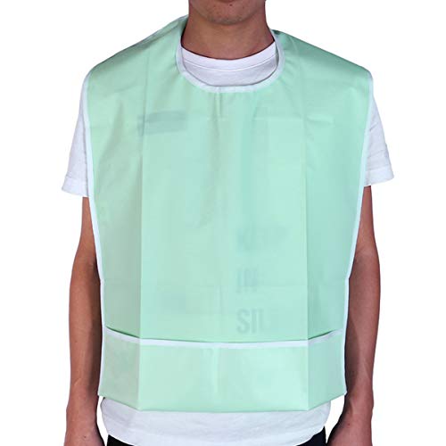 Toddmomy 1Pc Adult Bibs with Pocket Waterproof Mealtime Protector Reuasale Adult Bib for Eating (Light Green) - Image 3
