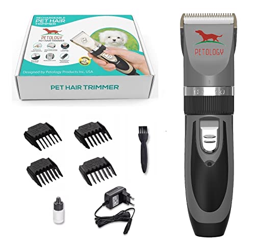 Image of PETOLOGY Unisex Professional Automatic Rechargeable Pet Hair Trimmer for Dogs & Cats Grooming Machine Wireless, Grey