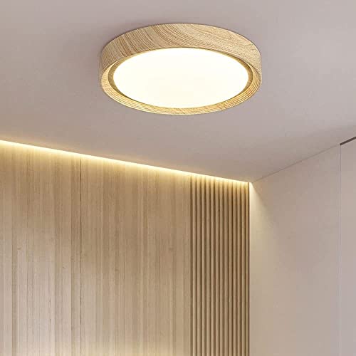 Plafonnier rond nordique LED en bois, solution gain de place - 2