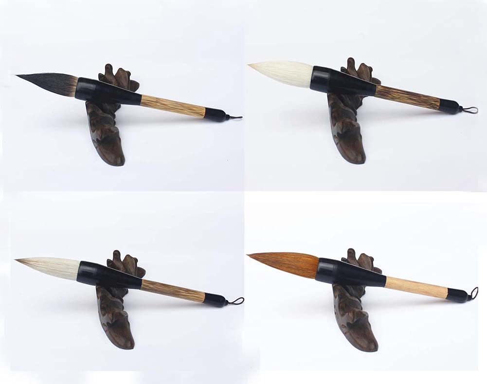 Lot De 3 Pinceaux Calligraphie Chinoise - Poils Naturels - Taille M Et S - Pour Débutants Et Experts