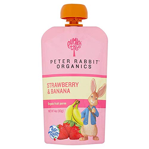 Peter Rabbit Organics Strawberry and Banana Pure Fruit Snack, 4 Ounce Squeeze Pouch