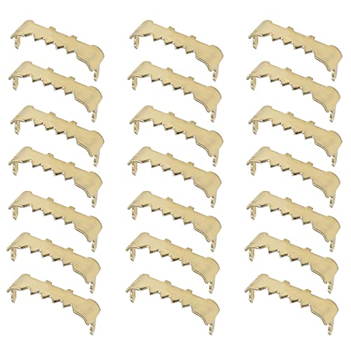 Image of MroMax 100PCS No Nail Sawtooth Picture Hangers 1.02 inch Nailess Zinc Plated for Hard and Soft Wood Frames Hanging Gold