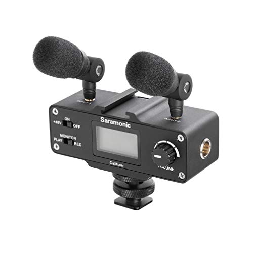 saramonic camixer microphone kit with dual stereo condenser mics, digital mixer & xlr/mini-xlr input with +48v phantom power preamp - for dslr cameras and camcorders