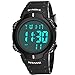 Rocita Hombres de la Moda Reloj Deportivo Digital LED de Pantalla Grande de la Cara Relojes Militares y Casual Impermeable Luminoso cronómetro Reloj de Lectura fácil para los Estudiantes 1Pc Negro