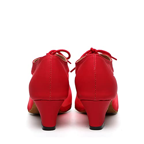 SWDZM Women Ballroom Dance Shoes Salsa Latin Practice Shoes Lace-up Teaching Dance Shoes,Model YCL5044