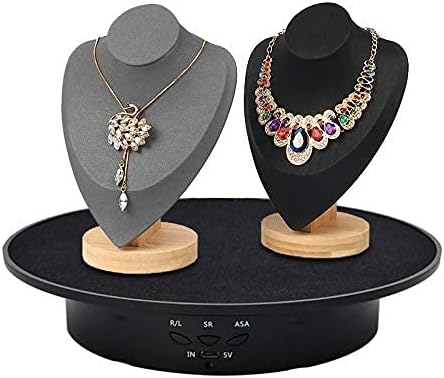 JAYEGT Motorized Rotating Display Stand, 7.87inch /17.6lbs Load, 360 Degree Electric Rotating Turntable for Photography Products, Jewelry, 3D Model,with 5 Colors Backgrounds- Black