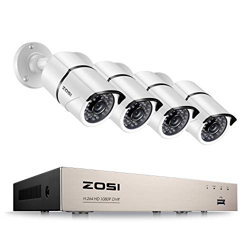 Image of ZOSI 8-Channel HD-TVI FULL 1080P Video Security System DVR and (4) 2.0MP Indoor /Outdoor Weatherproof Cameras with IR Night Vision LEDs- NO HDD, 100ft Night Vision, Customizable Motion Detection
