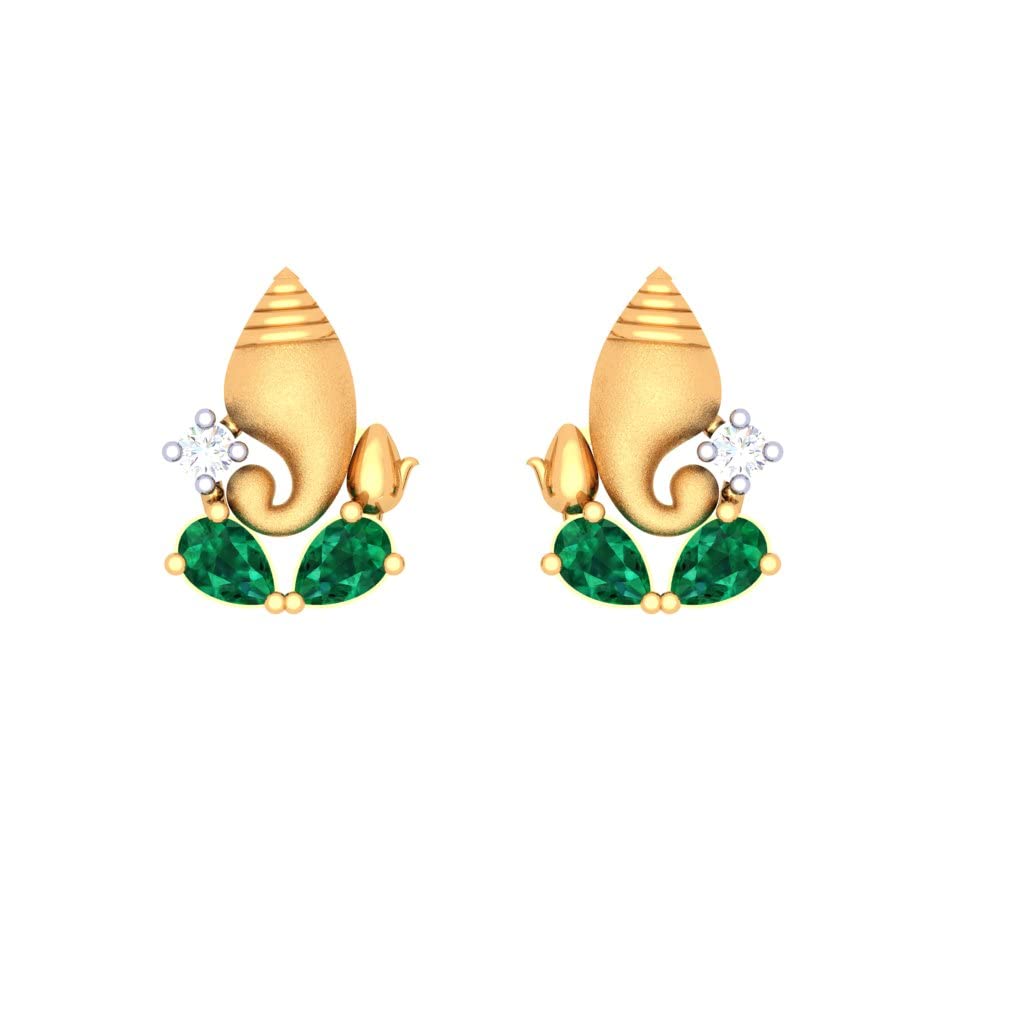 P.C. Chandra Jewellers Women 14Kt (585) Yellow Gold Ganesh Stud Earrings - 0.9 Grams (B09X1MF6XB) Amazon Price History, Amazon Price Tracker