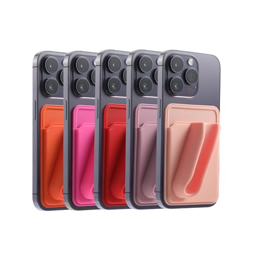 AIMOADO 5 stuks siliconen lipgloss telefoonhouder hoesje met kaartsleuf, lippenstift lippenbalsem houder achterkant sticker voor iPhone en Android (rood)