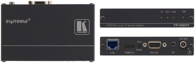 Kramer Electronics TP-580T Video Converter - Video Converter (1920 x 1080 Pixels, Black, 1- HDMI, 1- IR, 3.5mm Mini Jack, 1- RS−232, 1- HDBaseT Twisted Pair RJ-45 Connector, 12 V, 0-40 °C)