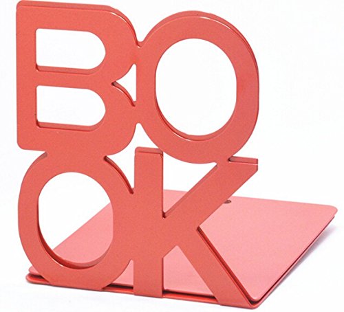 Bookends Book End Book Organizerï¼ŒKIXIGO Cute Fashion Book Style Nonskid Library School Office Home Study Metal Bookends Art Book Shelfï¼Œ1 Pair (Red)