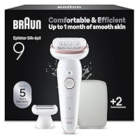 Braun Silk-épil 9 Epilierer Damen mit Schwenkbarem Kopf für Eine Einfache Haarentfernung, Wet&Dry, Langanhaltend Glatte Haut, Wasserdicht — Inkl. Rasieraufsatz und Trimmeraufsatz — 9-030, Weiß/Rosa