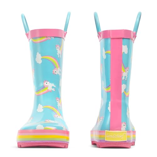 landchief Toddler Rain Boots, Kids Rain Boots Waterproof Rubber Boots for Girls and Boys with Fun Patterns and Easy-On Handles, Size 13, Rainbow Unicorn landchief Toddler Rain Boots, Kids Rain Boots Waterproof Rubber Boots for Girls and Boys with Fun Patterns and Easy-On Handles, Size 13, Rainbow Unicorn - Image 5