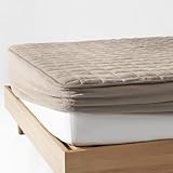 Atokazo あったか パッド一体型ボックスシーツ ワイドキング 冬 秋冬用 1枚両得 極暖 吸湿発熱 抗菌・防臭加工 TEIJIN中綿 マイクロファイバー 丸洗い 敷きパッド ベットパッド マットレスパッド(200X200cm, グレージュ)