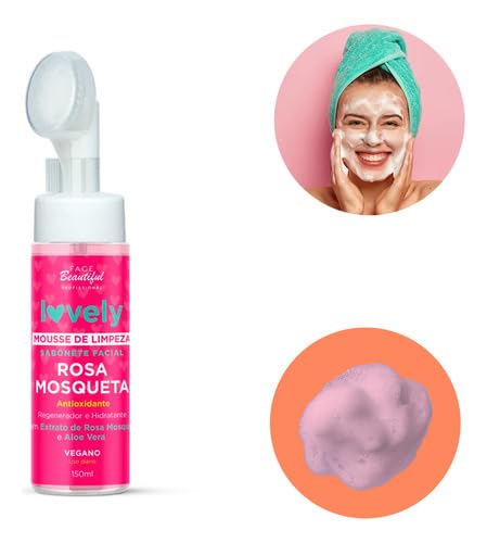 Sabonete Facial Mousse Espuma de Limpeza Rosa Mosqueta Face Beautiful Vegano 150ml