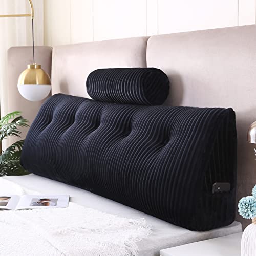 Wedge Headboard Pillows + Head Roll Pillow Bed Wedge Pillow for Headboard Large Bolster for Bed Rest Reading Pillows Backrest Pillows for Sitting in Bed