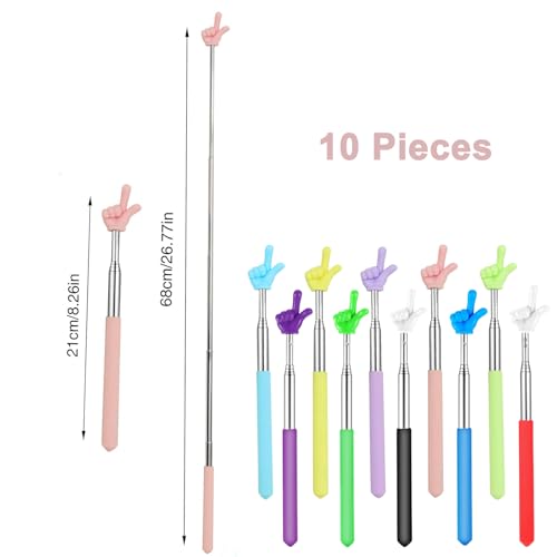 10 Stück Zeigestab Ausziehbar,Teleskop Lehrer Zeiger,Finger Zeigestock Stick,Edelstahl Ausziehbarer Zeigestab für Klassenzimmer, Schulunterricht, Konferenzpräsentation (Mehrfarbig)
