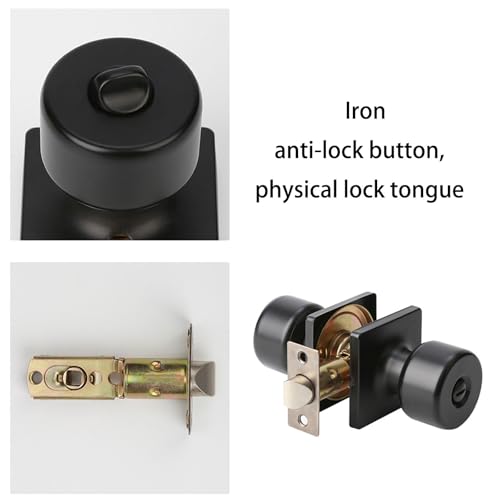 Boutons porte intérieure portables noirs mats style intimité sans clés - 4