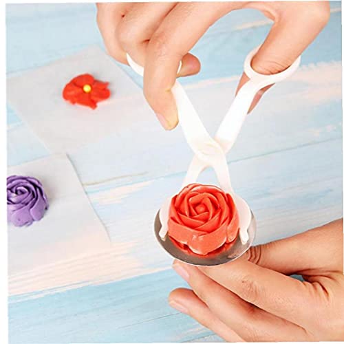 Froiny 2pcs Compact Cake Decorating Tools: Piping Flower Scissors & Cake Flower Nail Set - Silver Stainless Steel & Plastic - Ideal for Fondant, Sugar Paste, Petal Paste & DIY Cooking