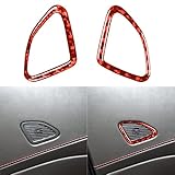 NVCNX Real 3K Carbon Fiber Door Inner Horn Audio Speaker Frame Cover Decal Car Interior Trim Accessories for Chevrolet Corvette C7 Z06 2014 2015 2016 2017 2019 Red 2PCS