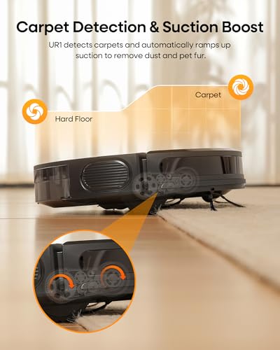 uninell UR1 Robot Vacuum Cleaner with Mop,Robotic Vacuum with 5000Pa Super Suction,180min,Ultra-Slim with Auto Carpet Boost,APP/Remote/Voice Control,Ideal for Carpets/Hard Floors/Pet Hair - Image 8