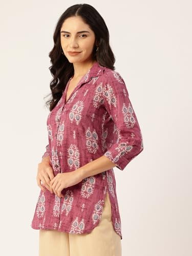 Image of feranoid Classic Collared Cotton Shirt with 3 /4 Sleeve for a Timeless Casual Look