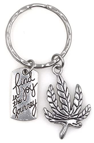 Find Joy in the Journey Graduate Retirement Moving Job House Motivational Congrats Accomplishment Gift Devils Lettuce One Hitter Bong Rolling Papers Recreational Marijuana Pot Leaf Keychain 111G