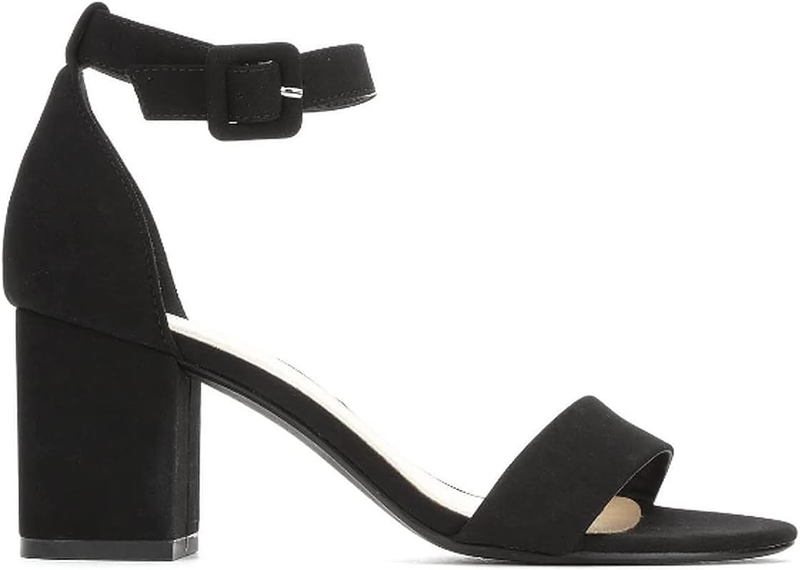 City Classified Womens Block Heel Open Toe Ankle Strap Heeled Sandals Low Heel Cake Black 6.5
