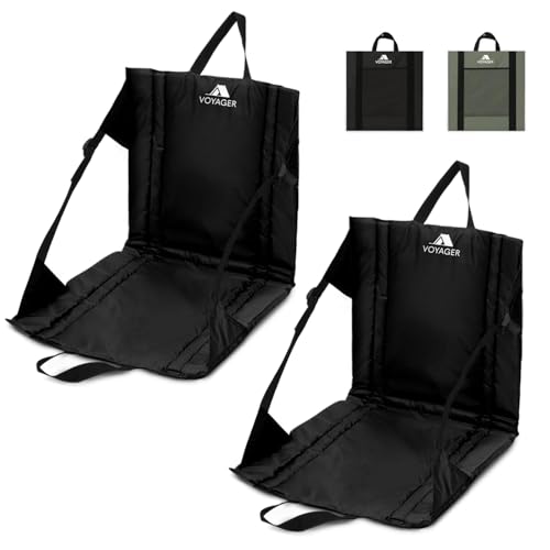 Voyager 2 Pack Folding Camping Chair - Lightweight & Portable with Carry Handle, Back Support, Adjustable Straps & Pocket - Durable & Waterproof for Festivals, Stadiums, Hiking & Garden (Black) Voyager 2 Pack Folding Camping Chair - Lightweight & Portable with Carry Handle, Back Support, Adjustable Straps & Pocket - Durable & Waterproof for Festivals, Stadiums, Hiking & Garden (Black)