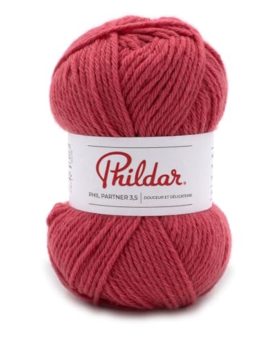 Phildar - Pelote de Laine Phil Partner 3.5 - Laine à Crocheter et à Tricoter - 25% ACRYLIQUE,50% POLYAMIDE,25% LAINE PEIGNEE - Aiguille n°3.5 - Couleur ROSE