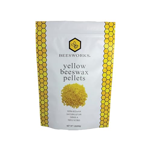 Beesworks Yellow Beeswax Pellets (1 lb) | 100% Pure, Cosmetic Grade, Triple-Filtered Beeswax for DIY Skin Care, Lip Balm, Lotion, and Candle Making