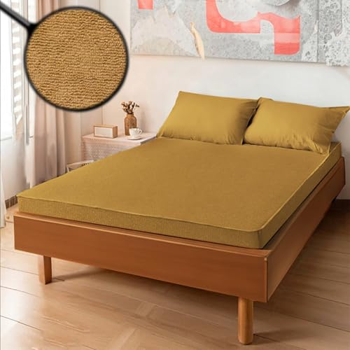 Image of Maximus Premium Double Bed Waterproof Mattress Protector Cover | Breathable Terry Cotton Bed Protector, Double Bed (72 X 60, Beige)