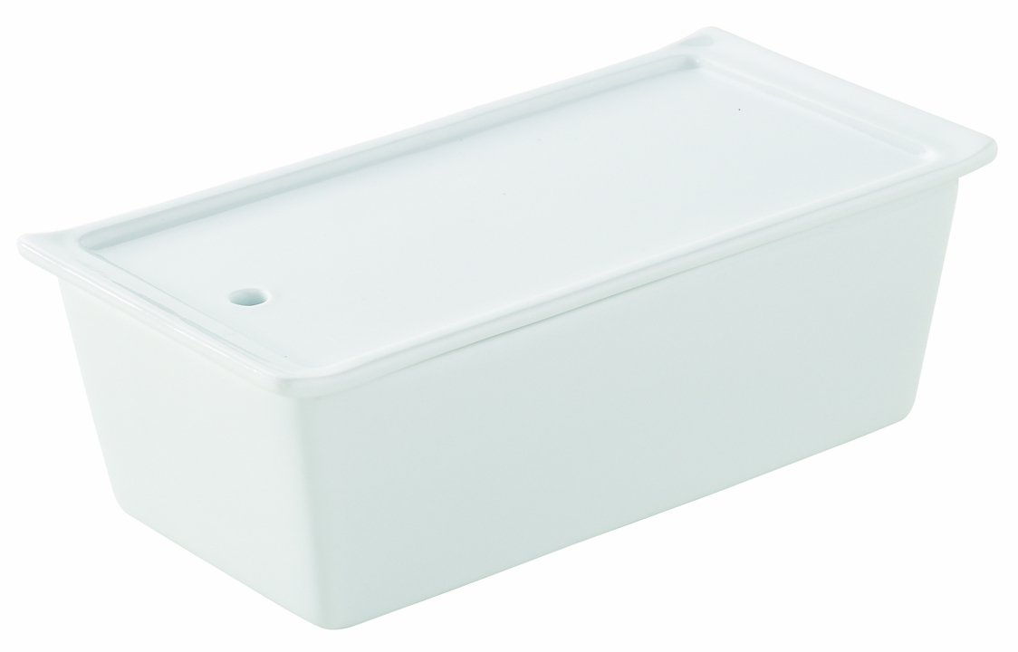 REVOL 638555 Terrine Rectangulaire avec Couvercle + Plateau Porcelaine Blanc 24,2 x 11,4 x 7 cm