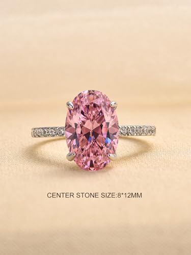 3.5CT Yellow/Pink Stone Oval Cut Engagement Ring, S925 Silver Promise Ring for Women2