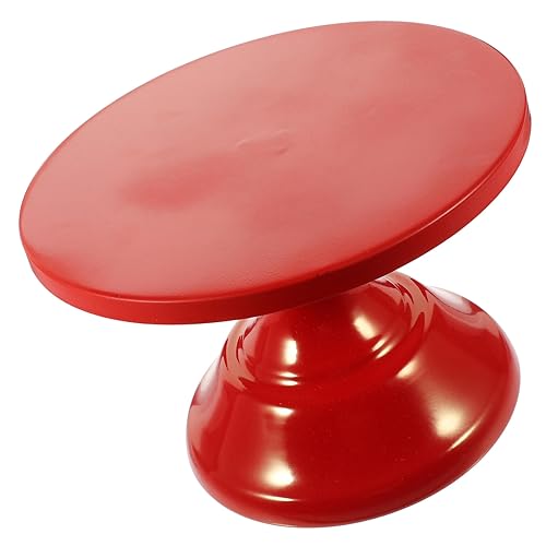 FUNNETOYU Soporte para Tartas Rojo Bandeja Redonda para Exhibición de Postres para Bodas Cumpleaños y Fiestas Resistente y Fácil de Limpiar