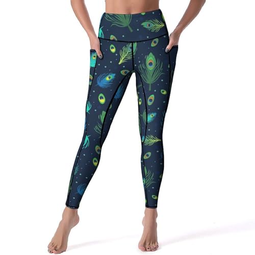 Legging femmes de sport yoga taille haute vert Plume taille S