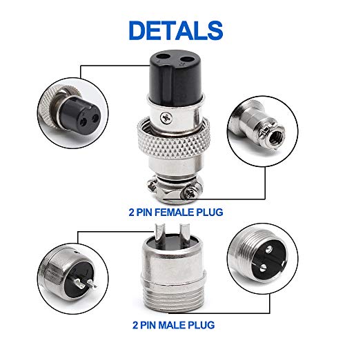 Conector de aviación GX16-2P 2 pines metálico resistente agua miniatura 5