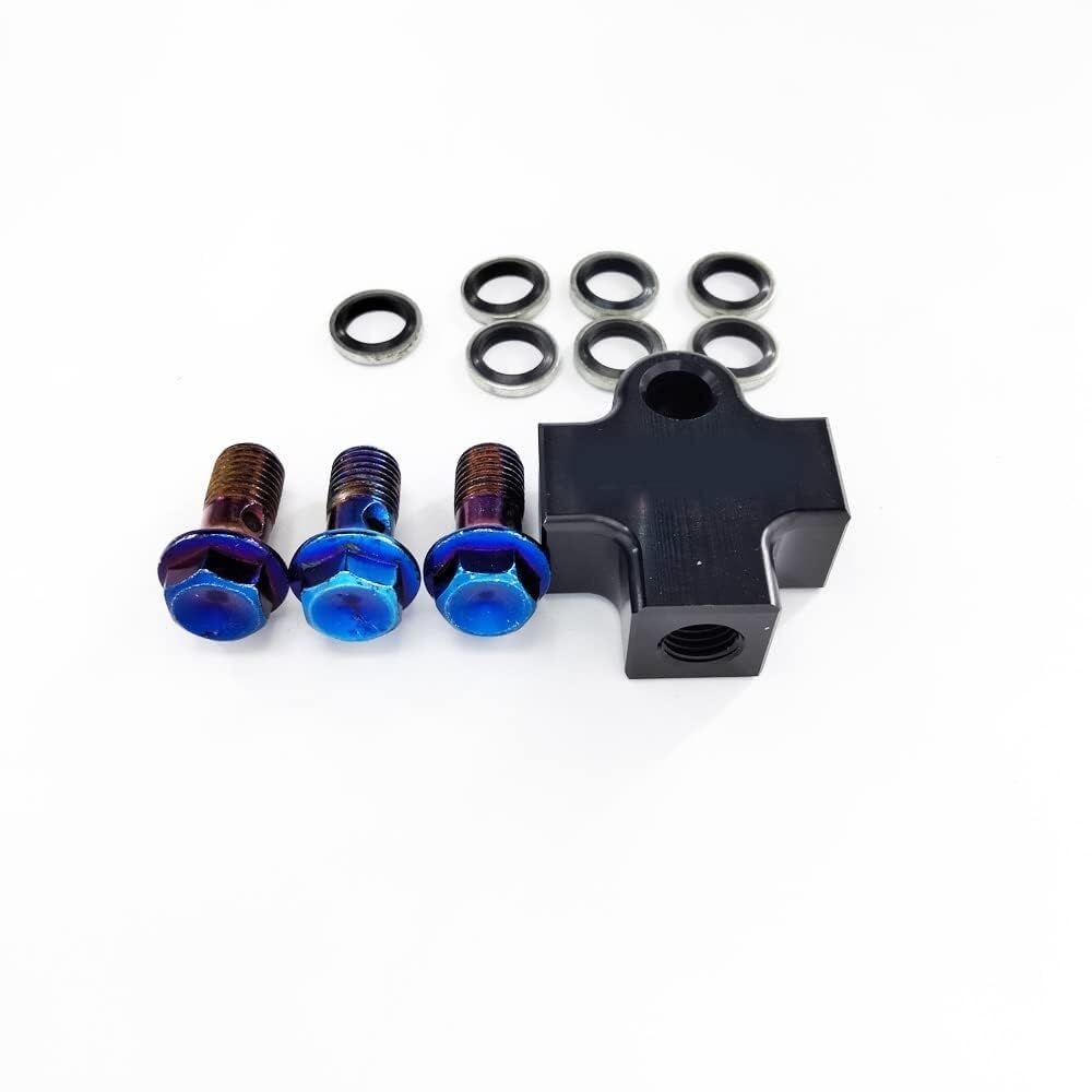 Motorcycle Hydraulic Brake Hose Line 3-Way Tee Connector Aluminum Alloy