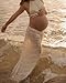 Maternity 2 Piece Maxi Skirt Sets Summer Backless Halter Tank Crop Top Long Skirt Going Out Photoshoot Beach Outfits (White, S)