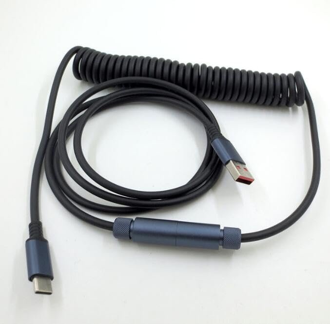 Coyktonty Coiled Keyboard Cable for Gaming Custom Keyboard,Double-Sleeved Coiled USB C Cable,USB A to Type C for Mechanical